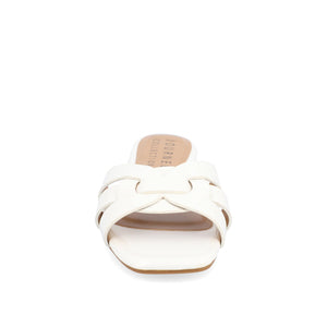 ARRINA BASIC PATENT SLIDE SANDALS IN WIDE - White Patent