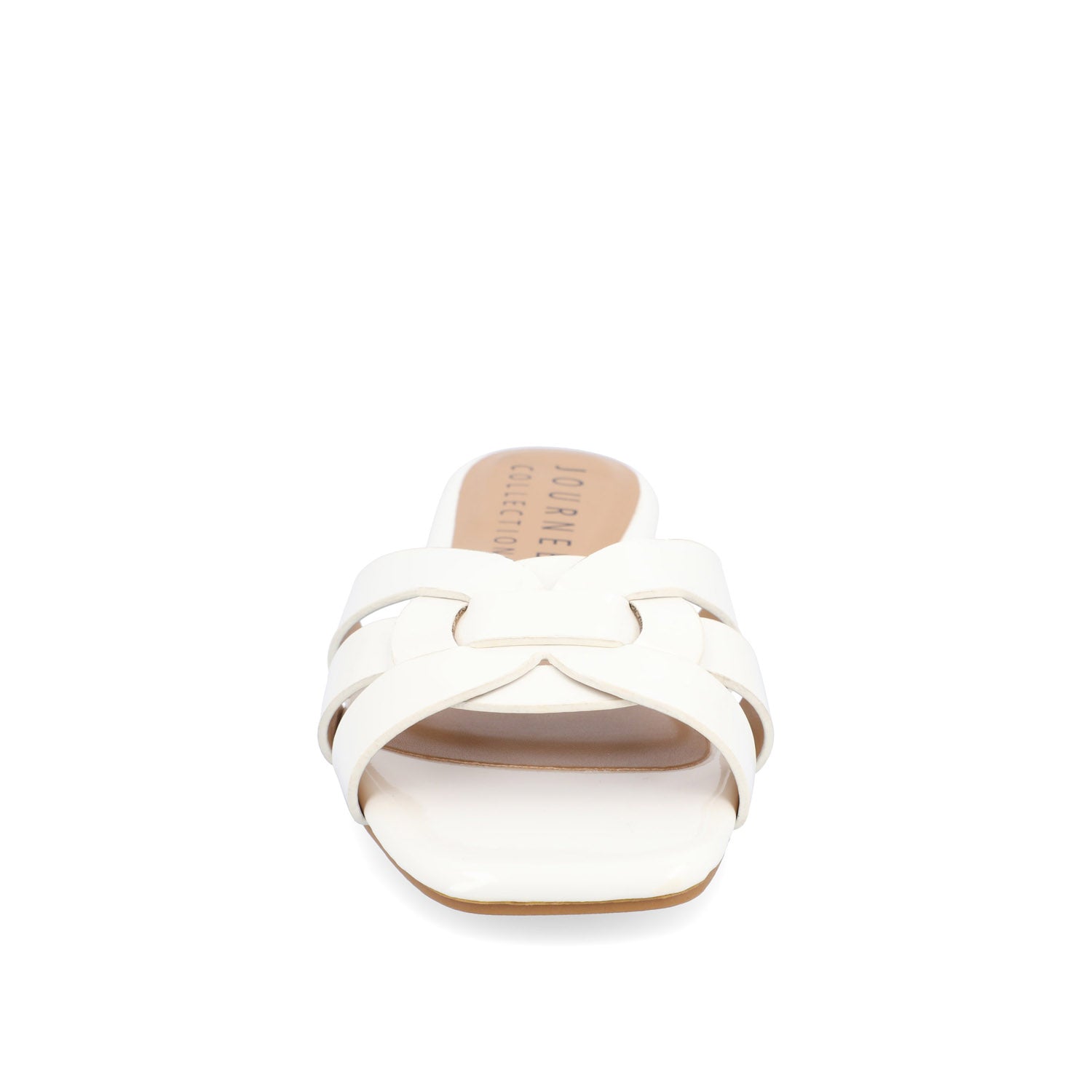 ARRINA SLIDE SANDALS IN BASIC PATENT - White Patent