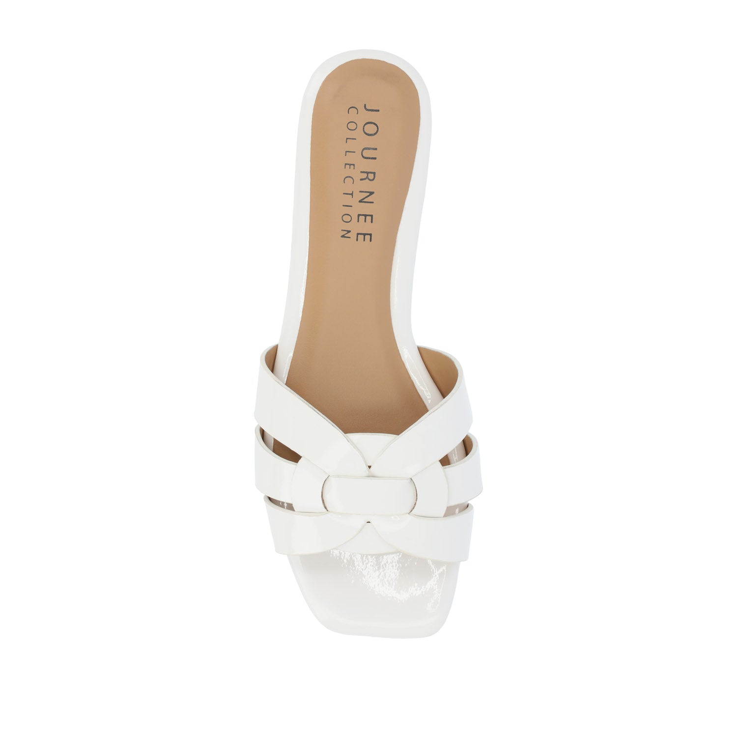 ARRINA SLIDE SANDALS IN BASIC PATENT - White Patent