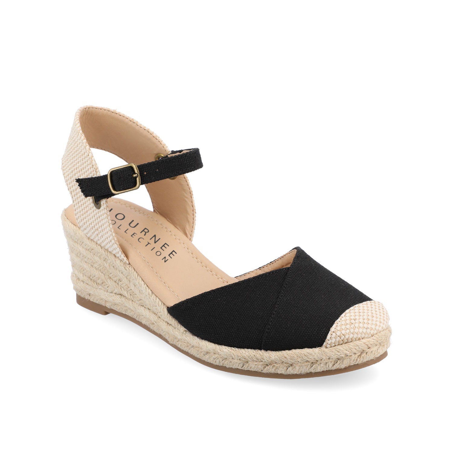 ASHLYN ESPADRILLE WEDGE SANDALS IN CANVAS - Black Fabric