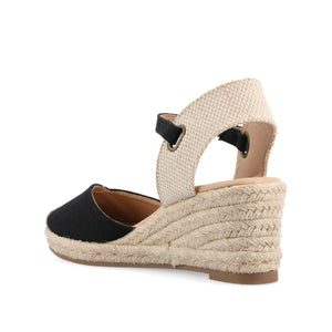 ASHLYN ESPADRILLE WEDGE SANDALS IN WIDE - Black Fabric
