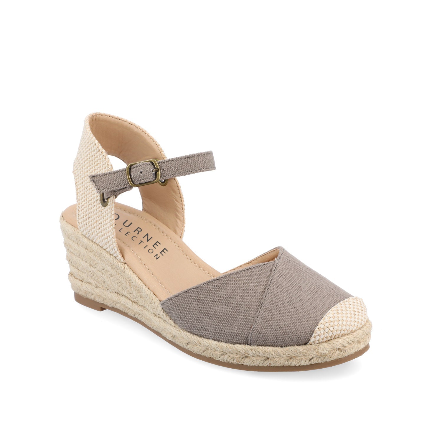 ASHLYN ESPADRILLE WEDGE SANDALS IN CANVAS - Grey Fabric