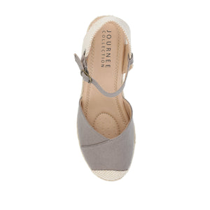 ASHLYN ESPADRILLE WEDGE SANDALS IN CANVAS - Grey Fabric