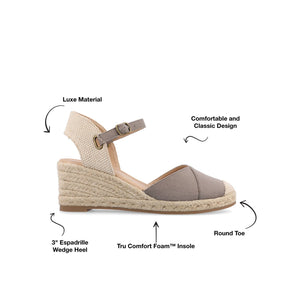 ASHLYN ESPADRILLE WEDGE SANDALS IN WIDE - Grey Fabric