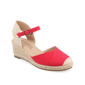 ASHLYN ESPADRILLE WEDGE SANDALS IN CANVAS - Red Fabric