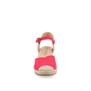ASHLYN ESPADRILLE WEDGE SANDALS IN CANVAS - Red Fabric