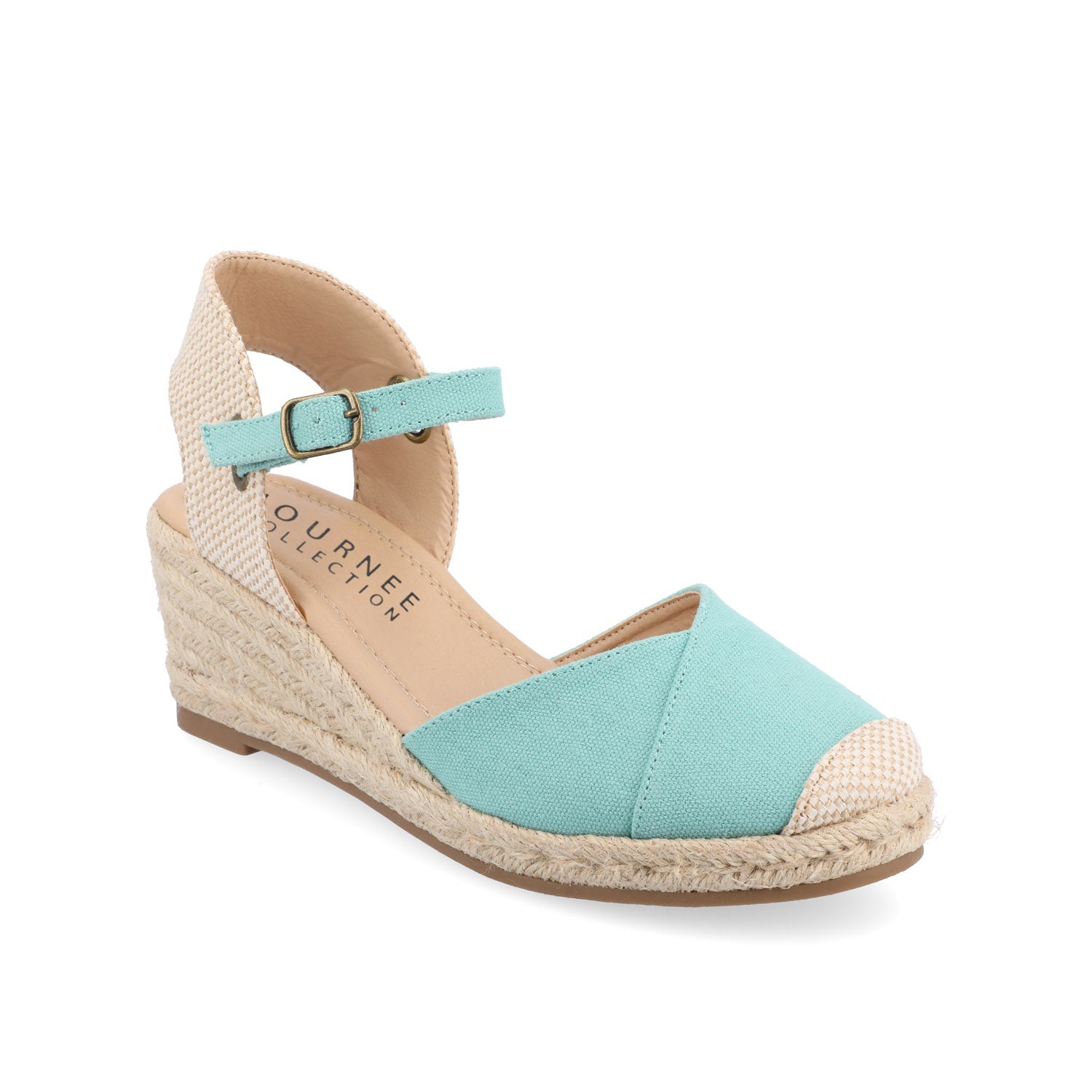 ASHLYN ESPADRILLE WEDGE SANDALS IN WIDE - Teal Fabric