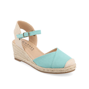 ASHLYN ESPADRILLE WEDGE SANDALS IN CANVAS - Teal Fabric