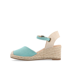 ASHLYN ESPADRILLE WEDGE SANDALS IN WIDE - Teal Fabric