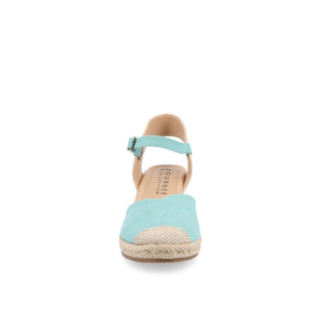 ASHLYN ESPADRILLE WEDGE SANDALS IN CANVAS - Teal Fabric