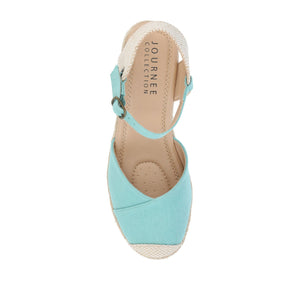 ASHLYN ESPADRILLE WEDGE SANDALS IN WIDE - Teal Fabric