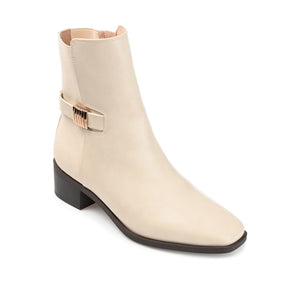 AUBRIE SQUARE TOE BOOTIES IN WIDE - Off White