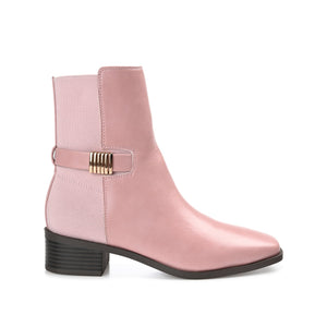 AUBRIE SQUARE TOE BOOTIES IN VEGAN LEATHER - Rose