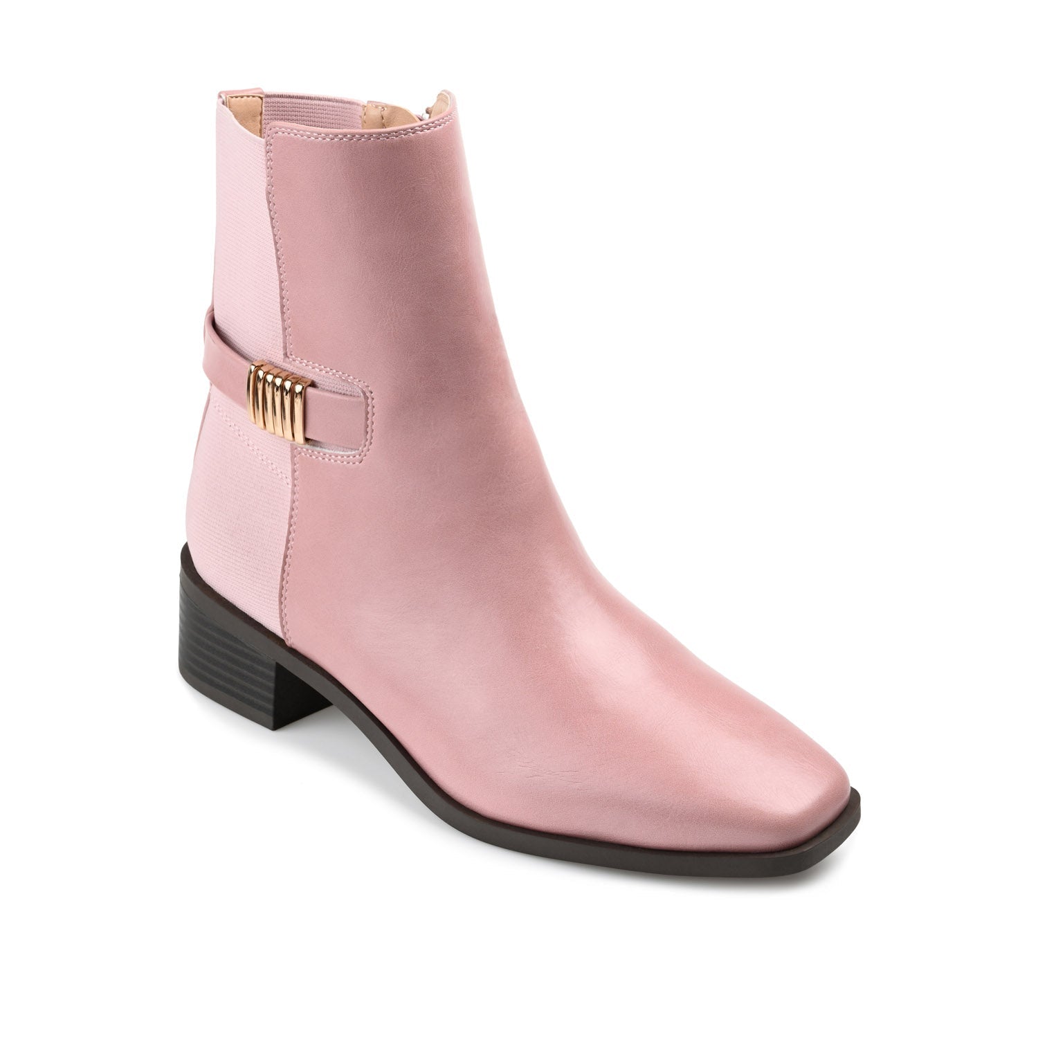 AUBRIE SQUARE TOE BOOTIES IN VEGAN LEATHER - Rose