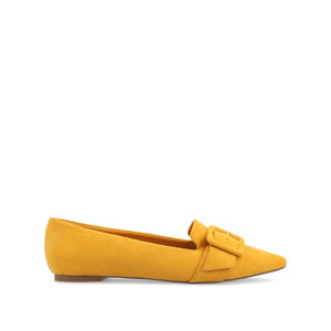 AUDREY LOAFER FLATS IN FAUX SUEDE - Mustard