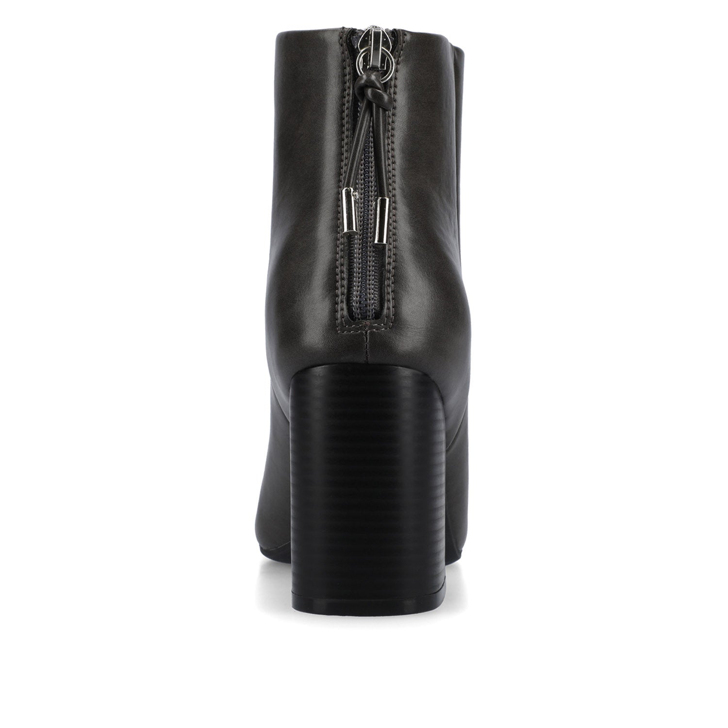 AUDRINA BLOCK HEELED BOOTIES IN VEGAN LEATHER - Charcoal PU