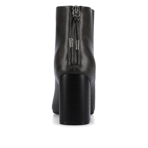 AUDRINA BLOCK HEELED BOOTIES IN VEGAN LEATHER - Charcoal PU