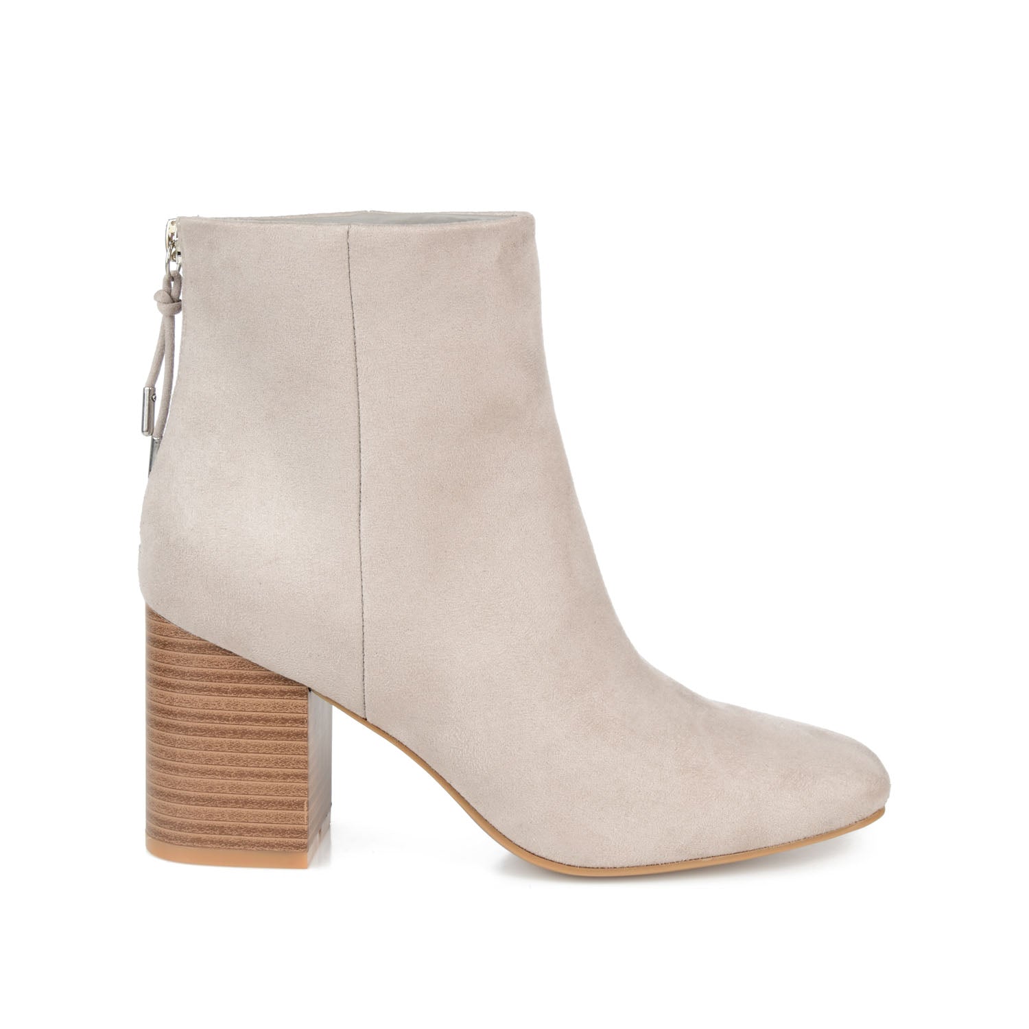 AUDRINA BLOCK HEELED BOOTIES IN VEGAN LEATHER - Grey