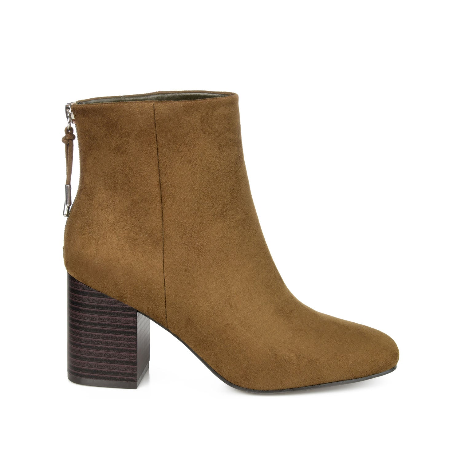 AUDRINA BLOCK HEELED BOOTIES IN VEGAN LEATHER - Olive