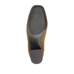 AUDRINA BLOCK HEELED BOOTIES IN VEGAN LEATHER - Olive