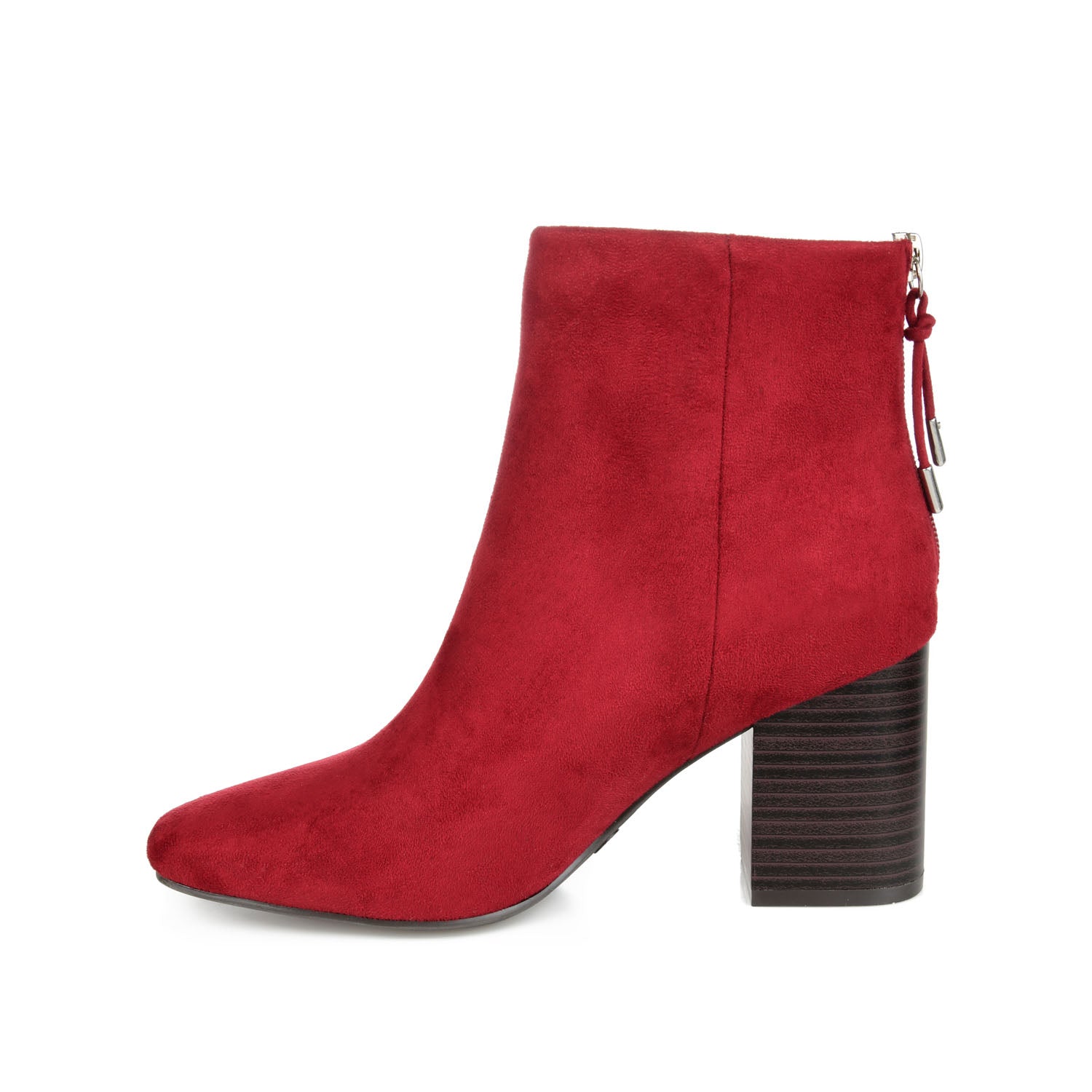 AUDRINA BLOCK HEELED BOOTIES IN VEGAN LEATHER - Red