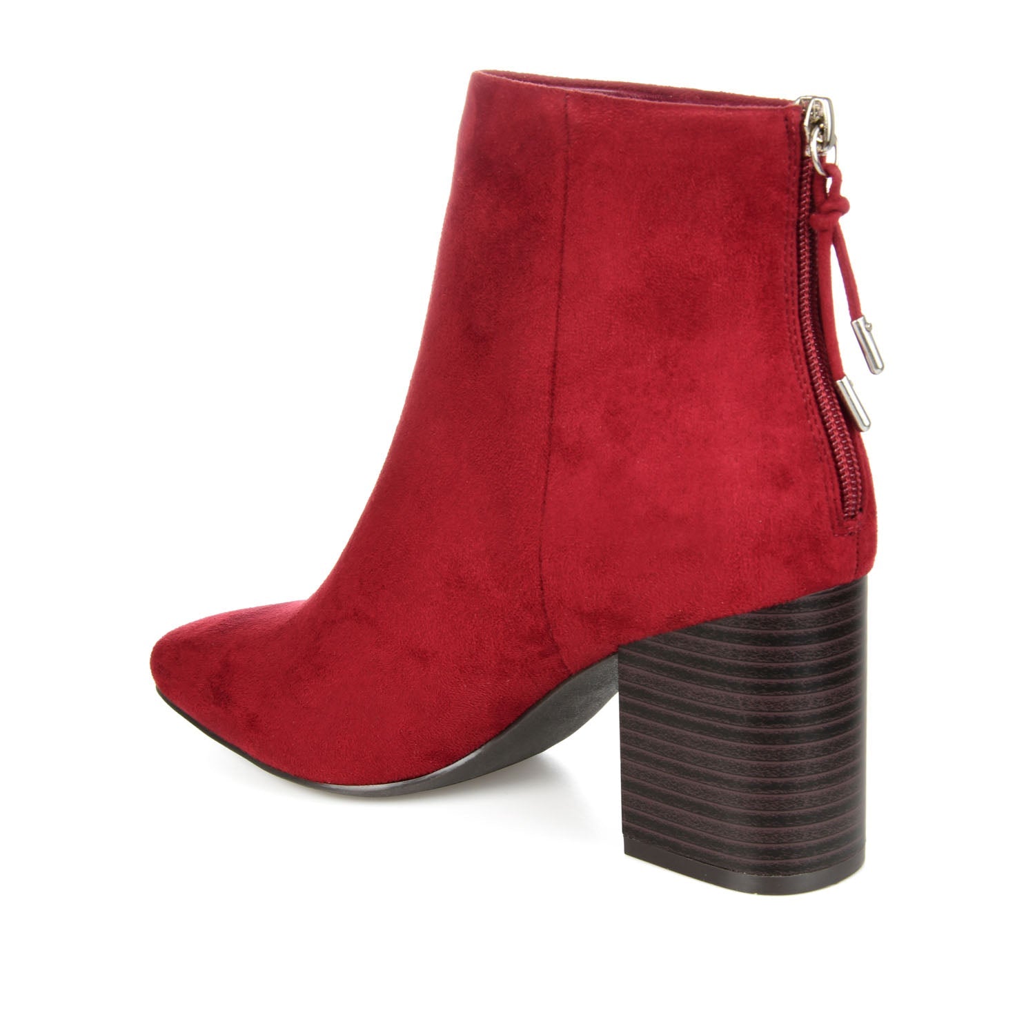 AUDRINA BLOCK HEELED BOOTIES IN VEGAN LEATHER - Red