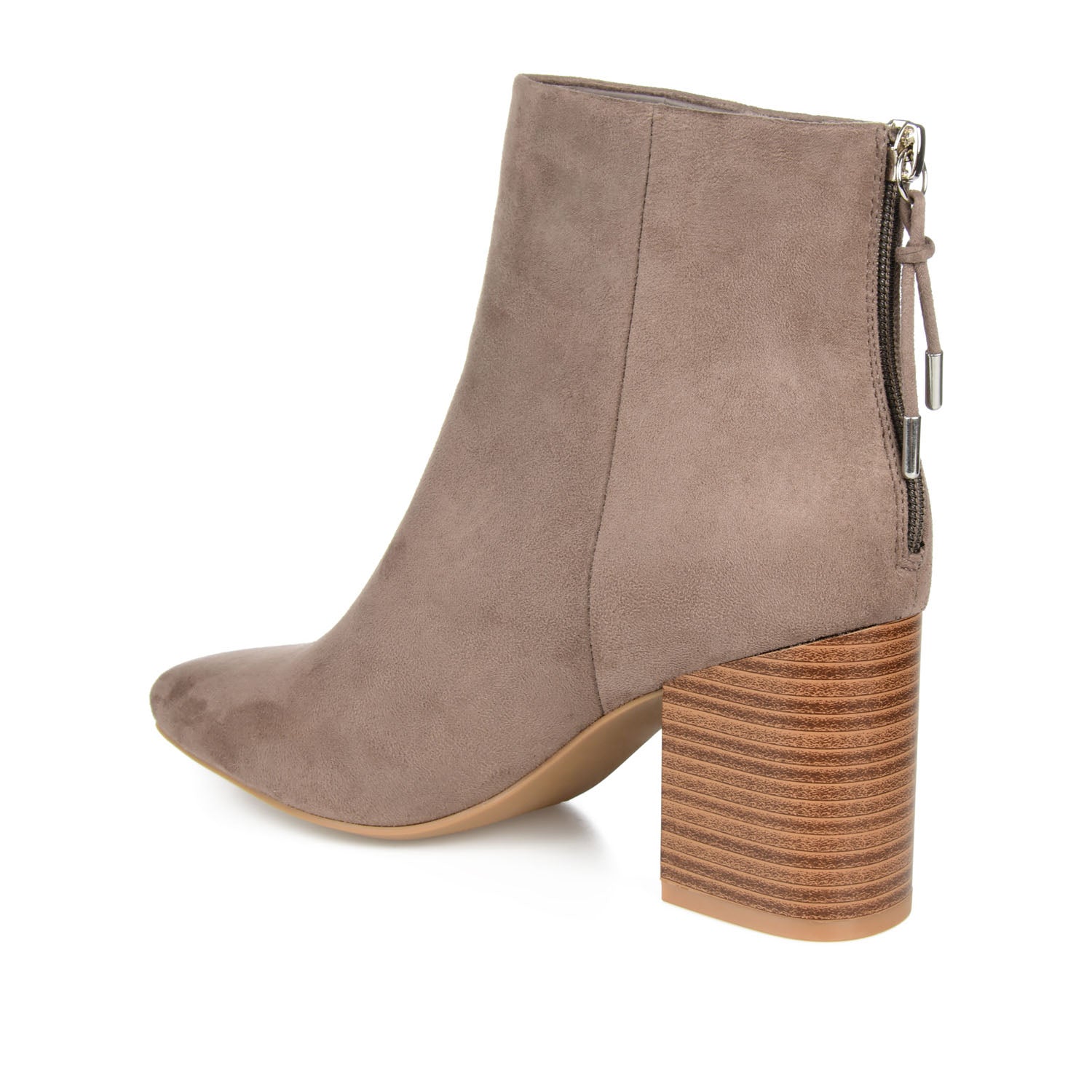 AUDRINA BLOCK HEELED BOOTIES IN VEGAN LEATHER - Taupe