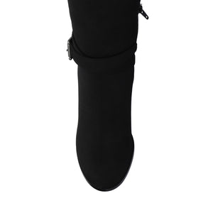 AVALONN KNEE HIGH DRESS BOOTS IN EXTRA WIDE CALF - Black Suede
