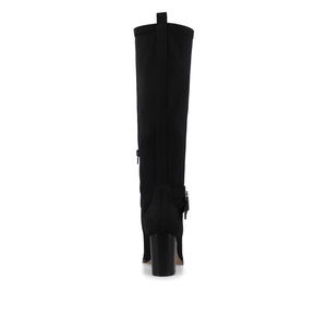 AVALONN KNEE HIGH DRESS BOOTS IN WIDE - Black Suede