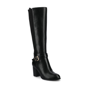AVALONN KNEE HIGH DRESS BOOTS IN WIDE CALF - Black