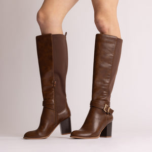 AVALONN KNEE HIGH DRESS BOOTS IN EXTRA WIDE CALF
