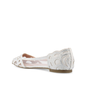 BATAVIA BALLET FLATS IN FAUX SUEDE & MESH - White Mesh