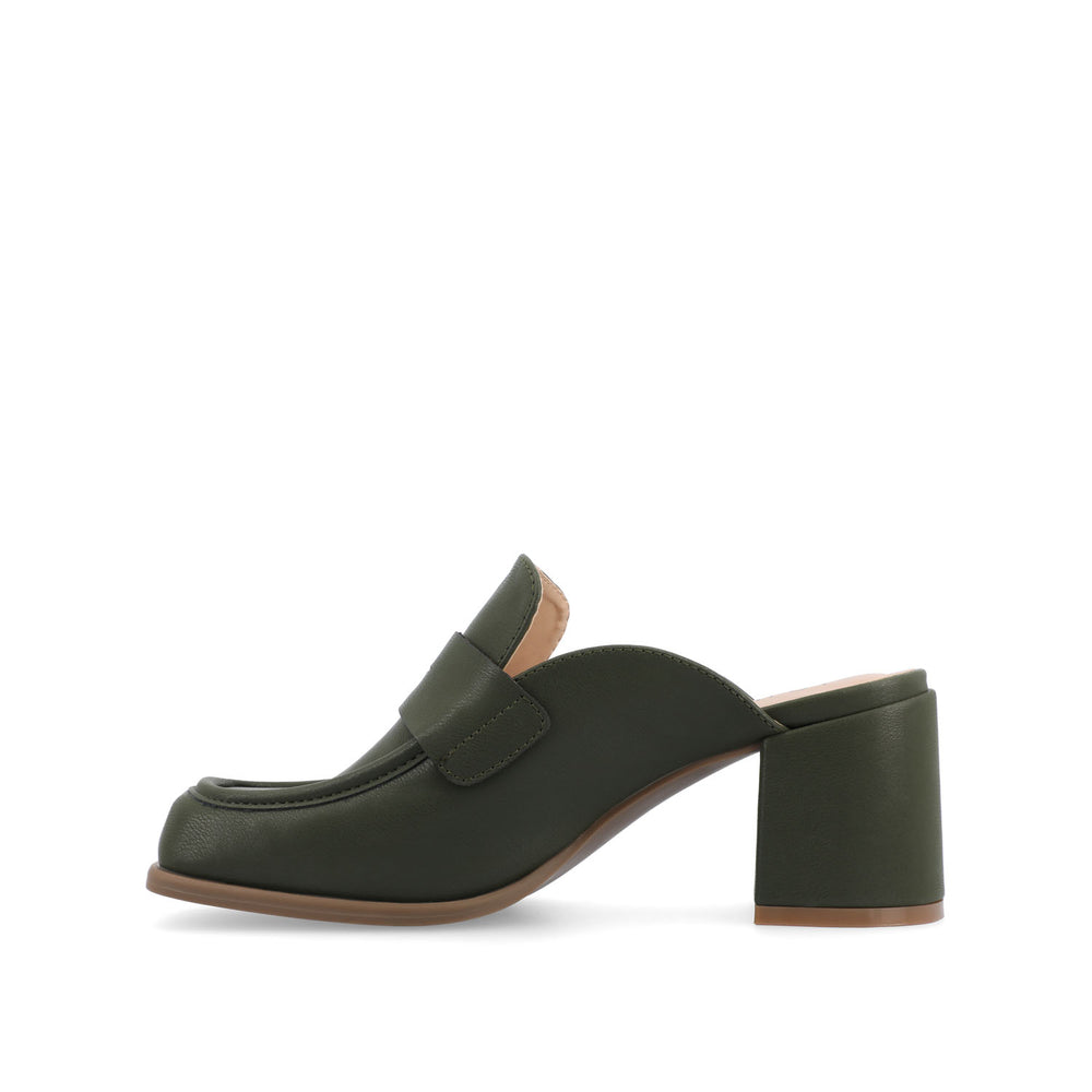 BAYLEY BLOCK HEELED LOAFERS IN FAUX LEATHER