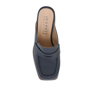 BAYLEY BLOCK HEELED LOAFERS IN FAUX LEATHER