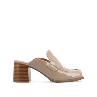 BAYLEY BLOCK HEELED LOAFERS IN FAUX LEATHER