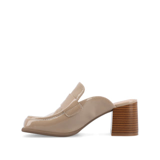 BAYLEY BLOCK HEELED LOAFERS IN FAUX LEATHER