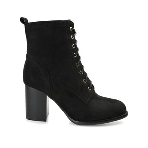 BAYLOR LACE-UP BOOTIES IN FAUX SUEDE - Black Faux Suede