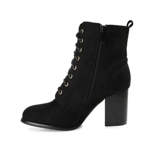 BAYLOR LACE-UP BOOTIES IN FAUX SUEDE - Black Faux Suede