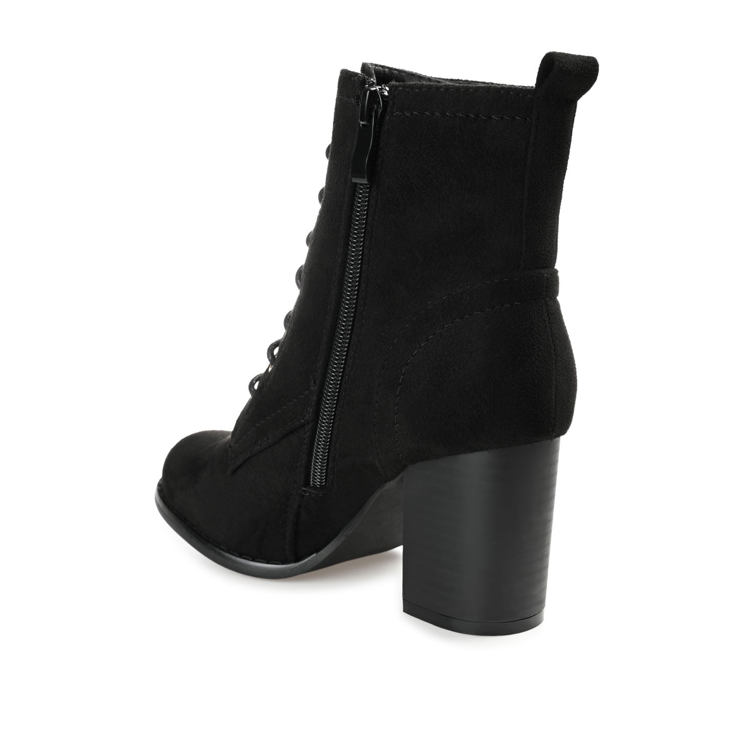 BAYLOR LACE-UP BOOTIES IN FAUX SUEDE - Black Faux Suede