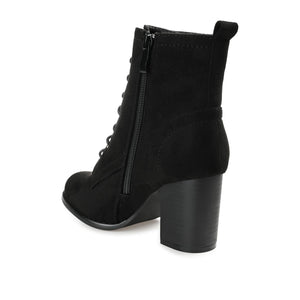 BAYLOR LACE-UP BOOTIES IN FAUX SUEDE - Black Faux Suede