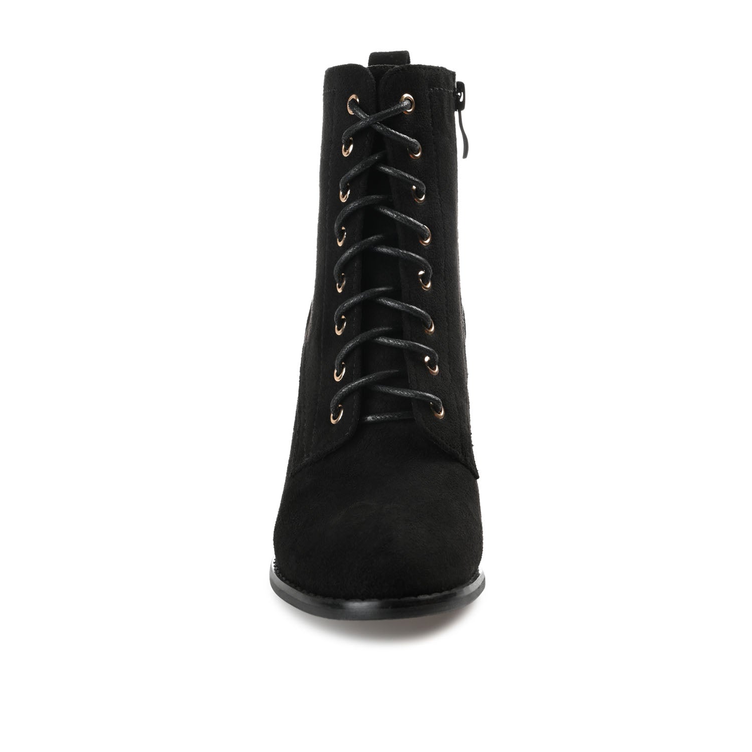 BAYLOR LACE-UP BOOTIES IN WIDE - Black Faux Suede
