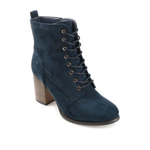 BAYLOR LACE-UP BOOTIES IN WIDE - Navy Faux Suede