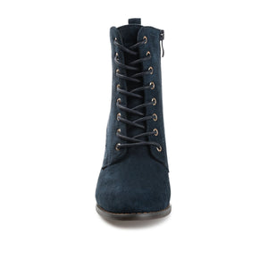 BAYLOR LACE-UP BOOTIES IN FAUX SUEDE - Navy Faux Suede