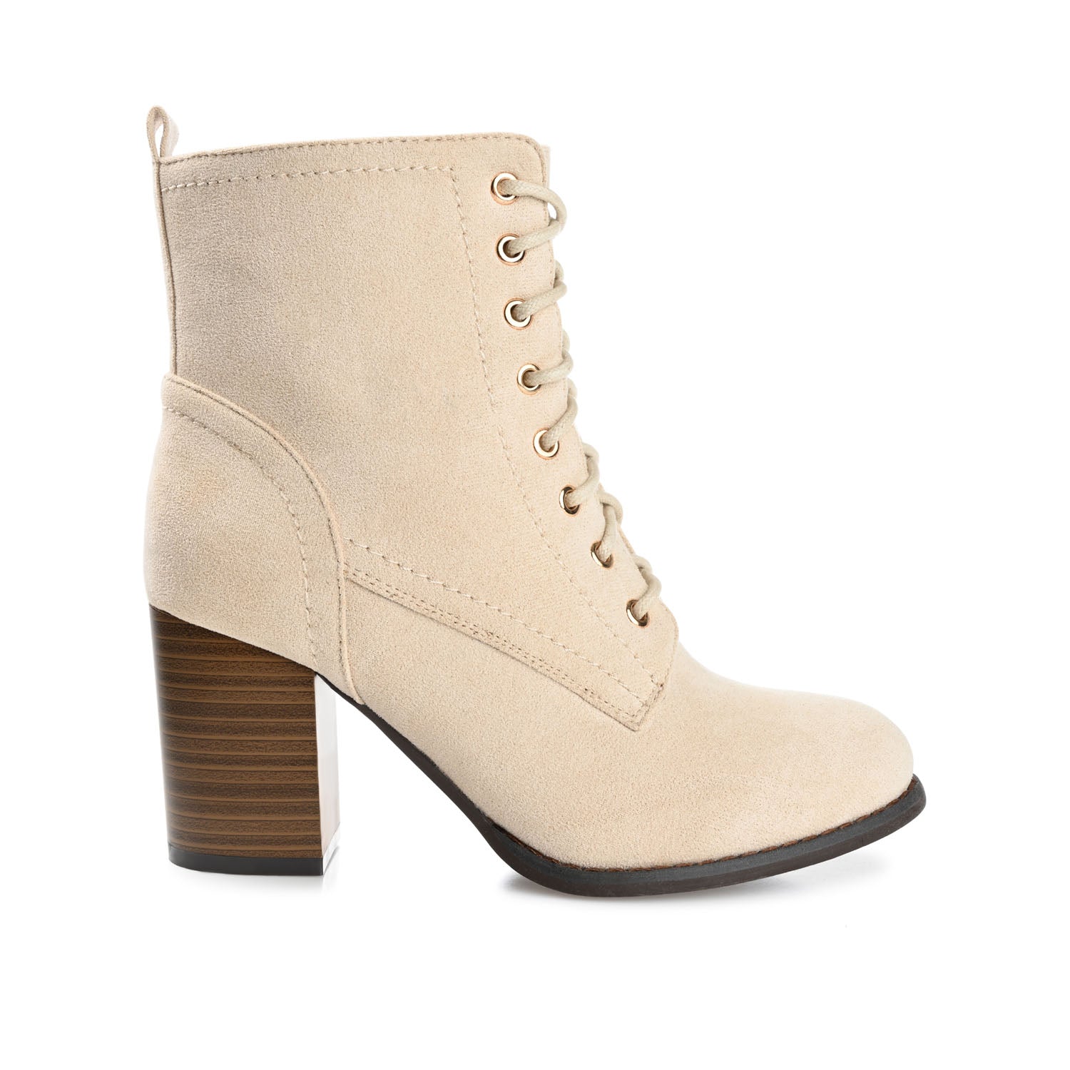 BAYLOR LACE-UP BOOTIES IN WIDE - Bone Faux Suede