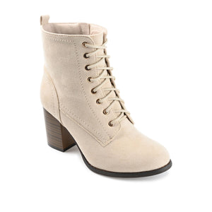 BAYLOR LACE-UP BOOTIES IN FAUX SUEDE - Bone Faux Suede