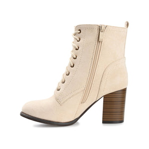 BAYLOR LACE-UP BOOTIES IN WIDE - Bone Faux Suede