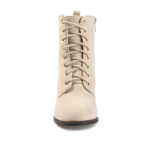 BAYLOR LACE-UP BOOTIES IN WIDE - Bone Faux Suede