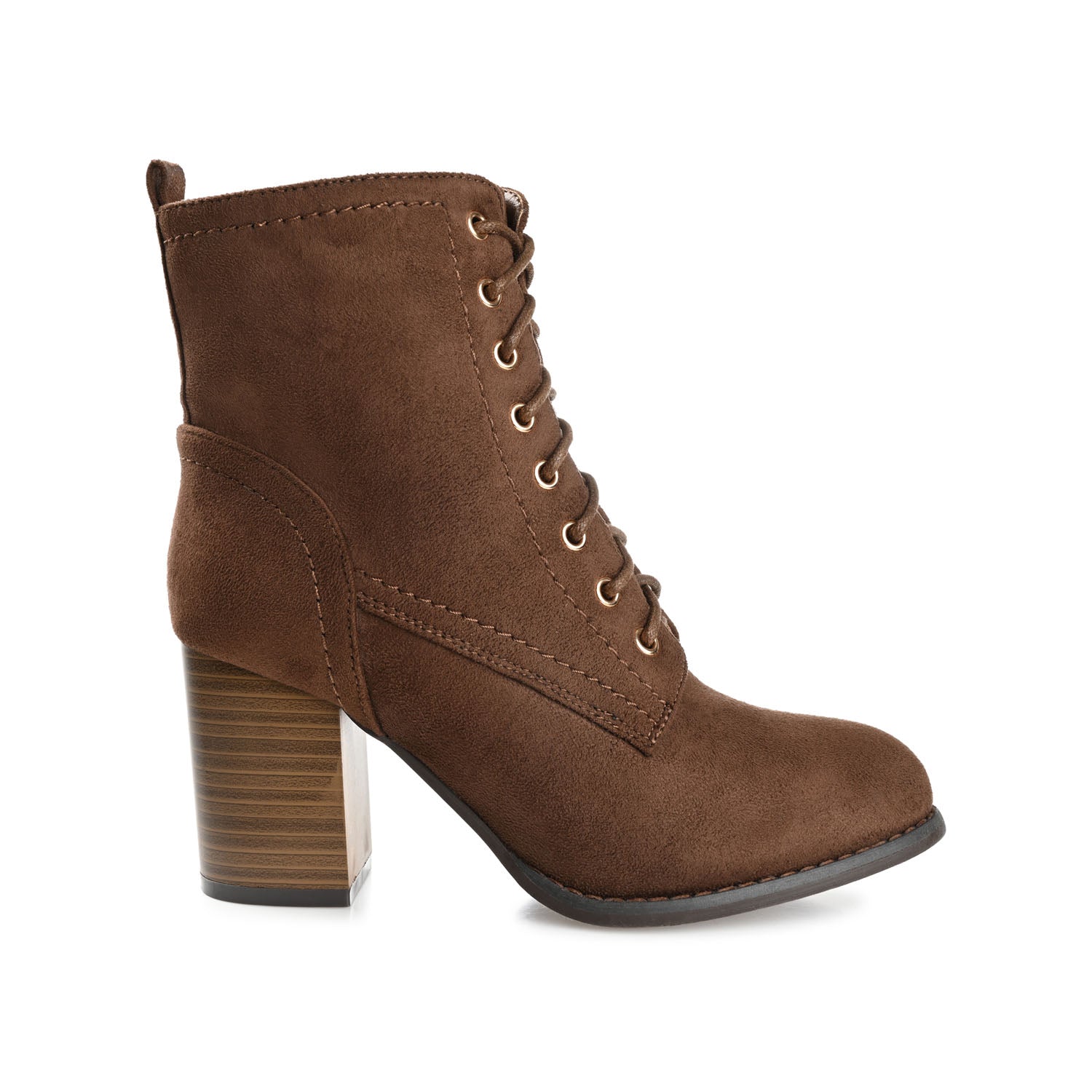 BAYLOR LACE-UP BOOTIES IN FAUX SUEDE - Brown Faux Suede