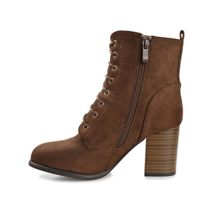 BAYLOR LACE-UP BOOTIES IN FAUX SUEDE - Brown Faux Suede