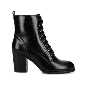 BAYLOR VEGAN LEATHER LACE-UP BOOTIES IN WIDE - Black Crinkle